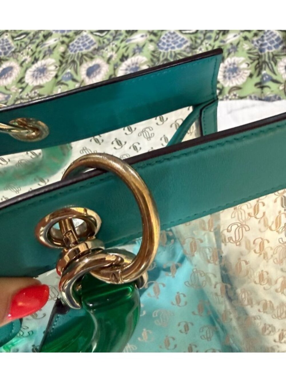 Jimmy Choo Varenne NWT Plexi & Leather With Lt Gold Hardware Tote - Picture 11 of 14